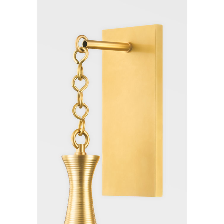 Elegant Aged Brass Dimmable Wall Sconce with Clear Glass Shade