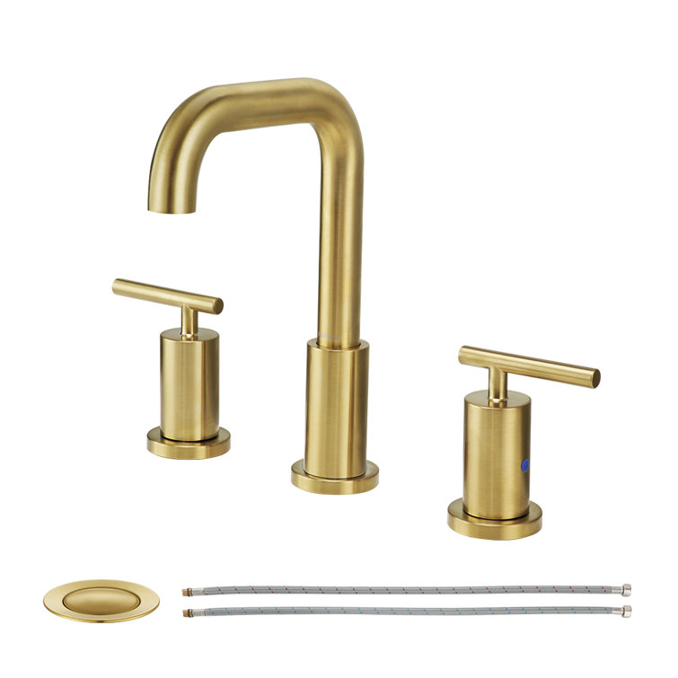 Brushed Gold Nickel Widespread Bathroom Faucet with Dual Handles