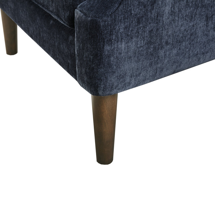 Elegant Navy Velvet Wood Accent Chair with Button Tufting