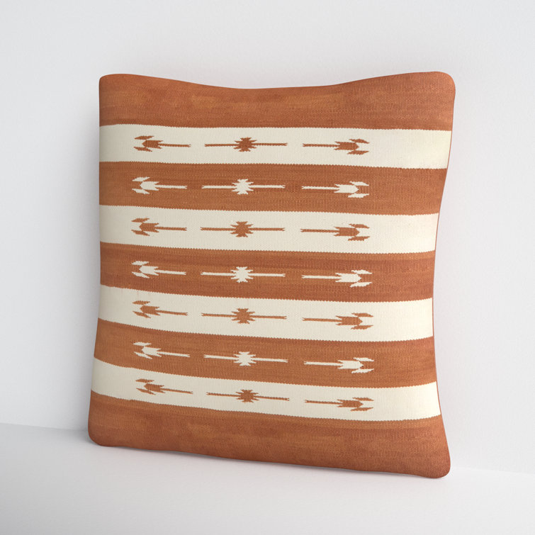 Vanda Estela Terracotta Cotton Square Throw Pillow