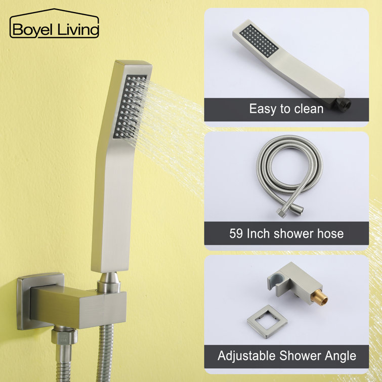 Brushed Nickel Wall-Mount Waterfall Tub Faucet with Hand Shower