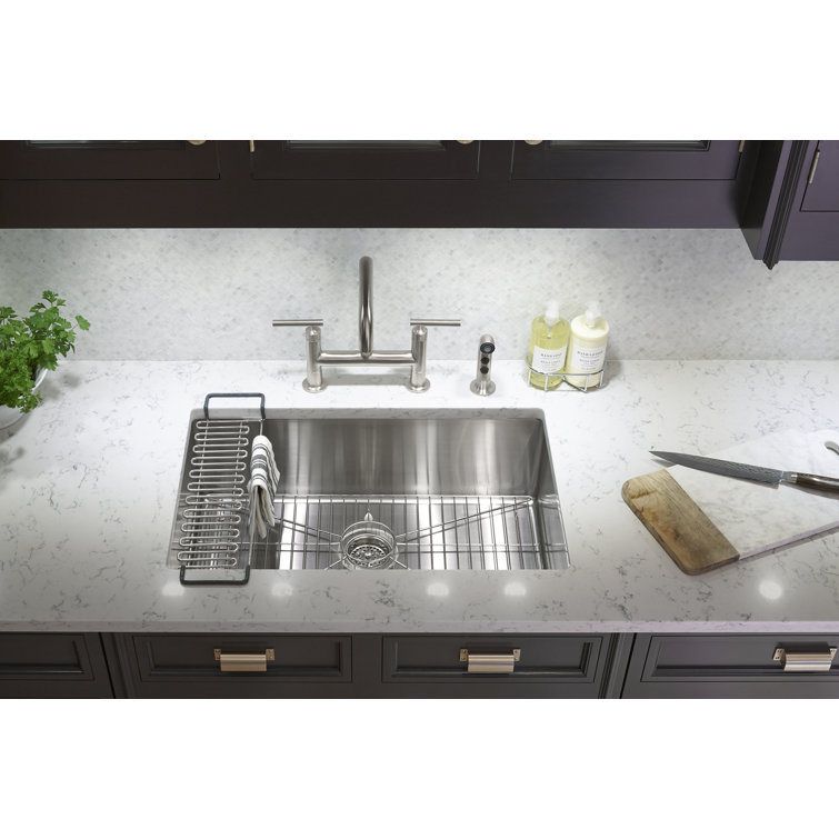 Strive 29-Inch Stainless Steel Single Bowl Kitchen Sink with Rack