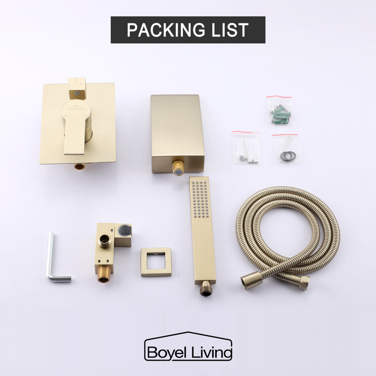 Brushed Gold Wall Mount Roman Tub Faucet with Hand Shower