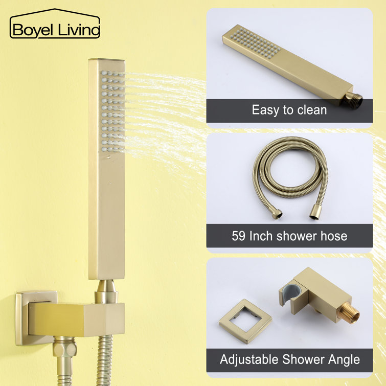 Brushed Gold Wall Mount Roman Tub Faucet with Hand Shower