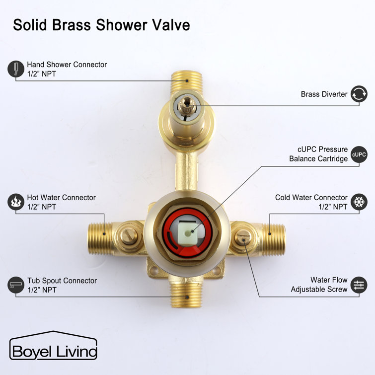 Brushed Gold Wall Mount Roman Tub Faucet with Hand Shower