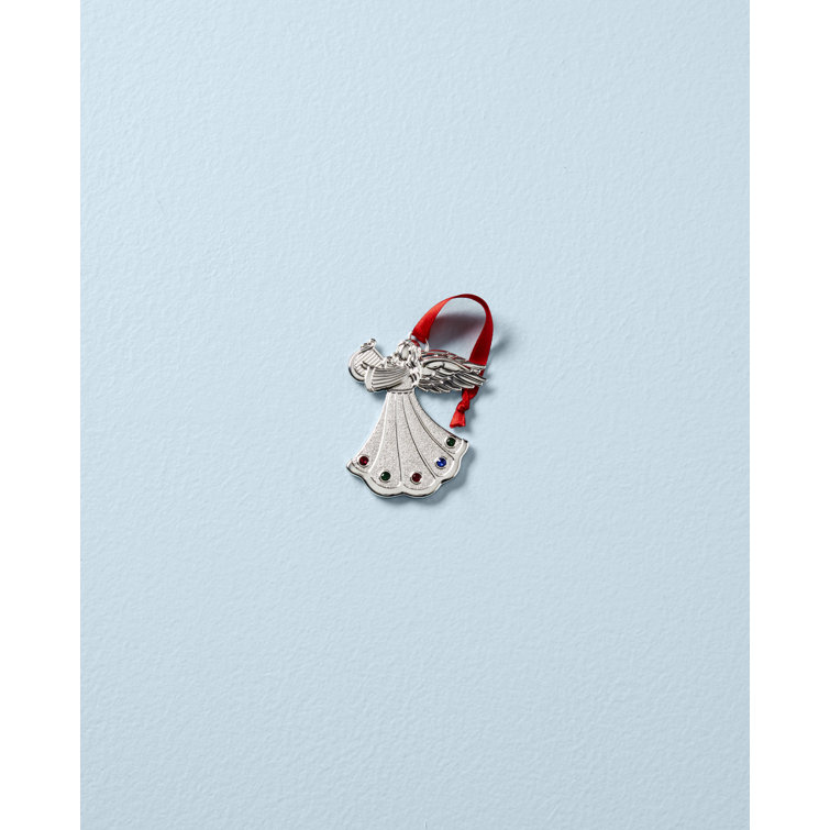 Multicolored Jeweled Silver Angel Tree Ornament