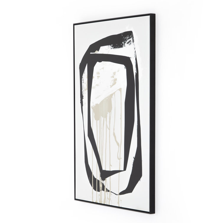 Abstract Black and White Canvas Print with Maple Frame