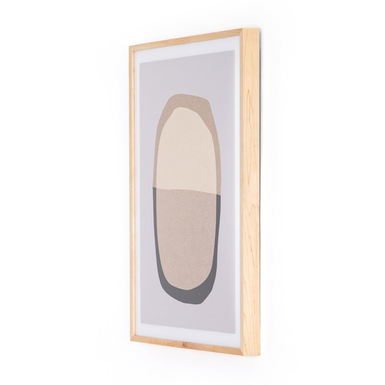 Large Neutral Abstract Print with Maple Frame