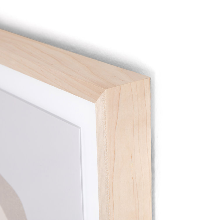 Large Neutral Abstract Print with Maple Frame