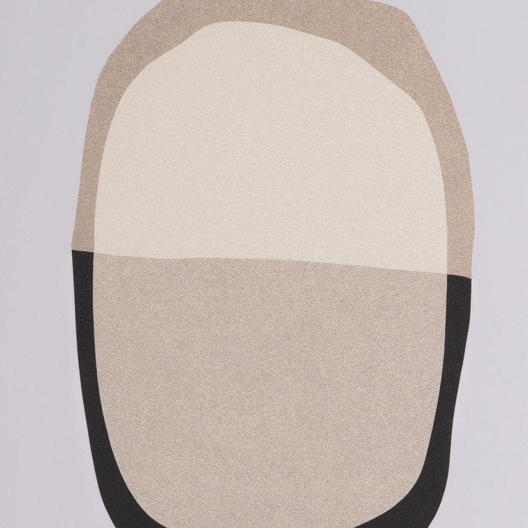 Large Neutral Abstract Print with Maple Frame