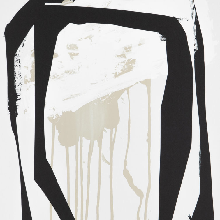 Abstract Black and White Canvas Print with Maple Frame