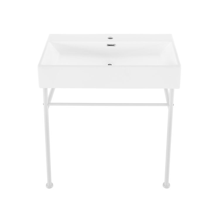 Claire 30" White Ceramic Wall-Mount Console Sink