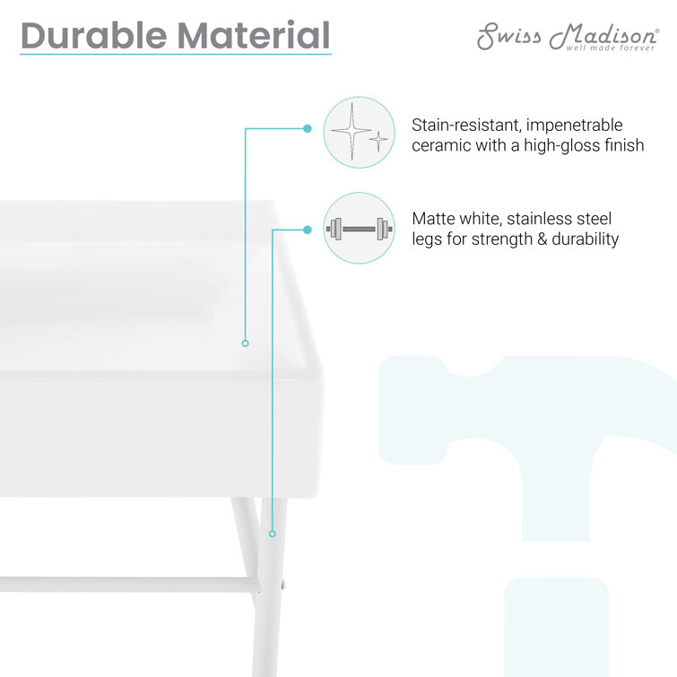 Claire 30" White Ceramic Wall-Mount Console Sink