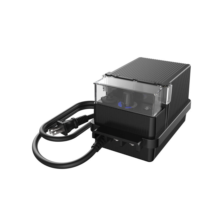 Black 60W Electronic Landscape Lighting Transformer with Timer and Photocell