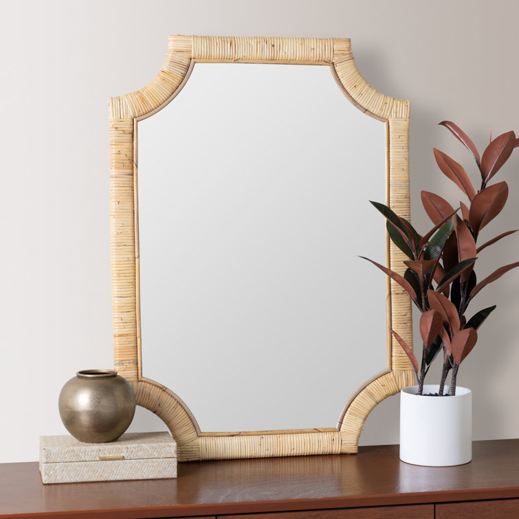Lina Natural Rattan Rectangular Wall Vanity Mirror