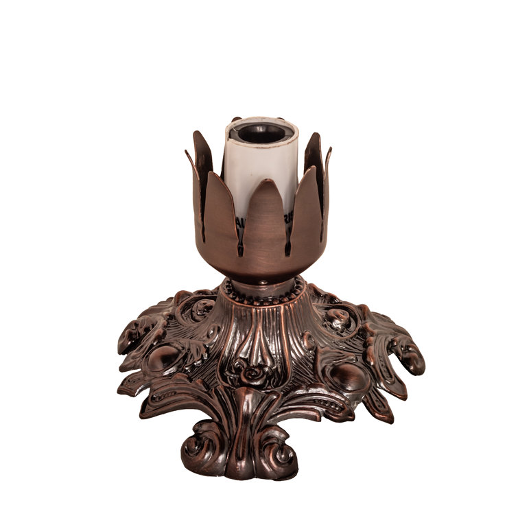 Petal Pink Stained Glass and Bronze Accent Lamp