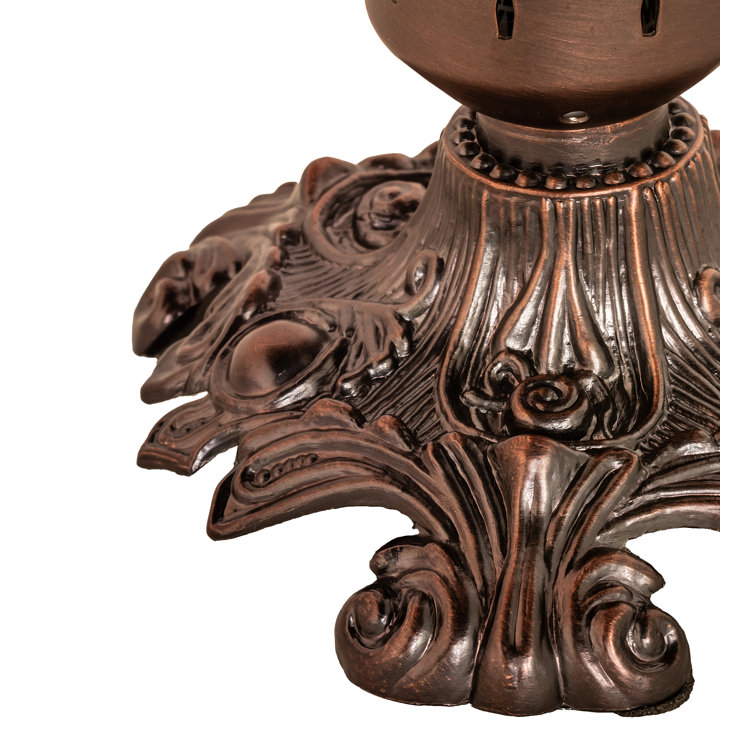 Petal Pink Stained Glass and Bronze Accent Lamp