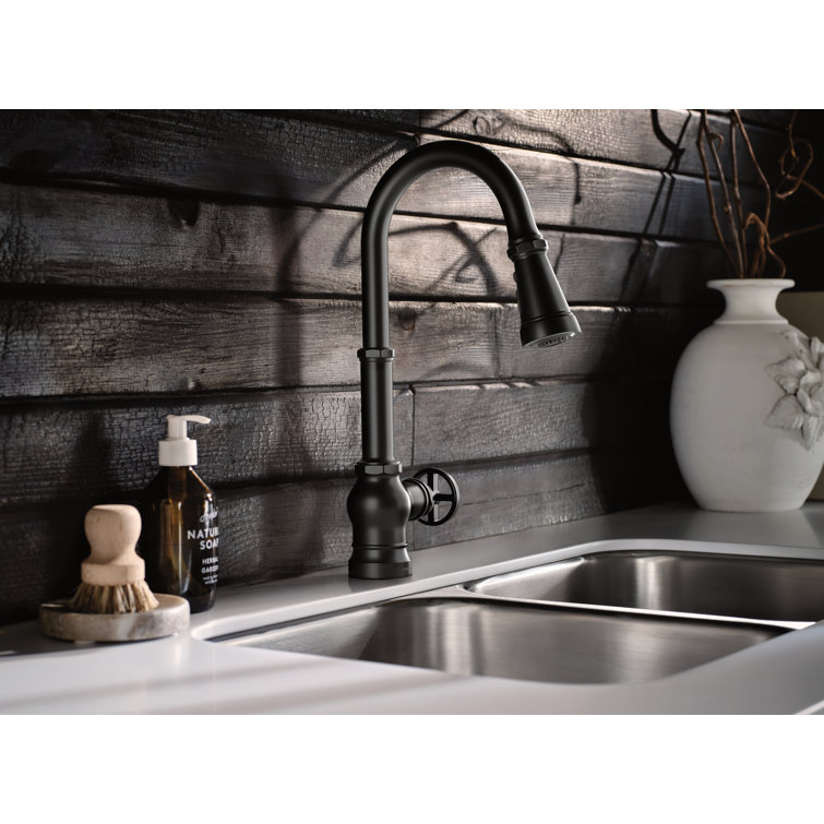 Sleek 17" Chrome Transitional Kitchen Faucet with Pull-out Spray