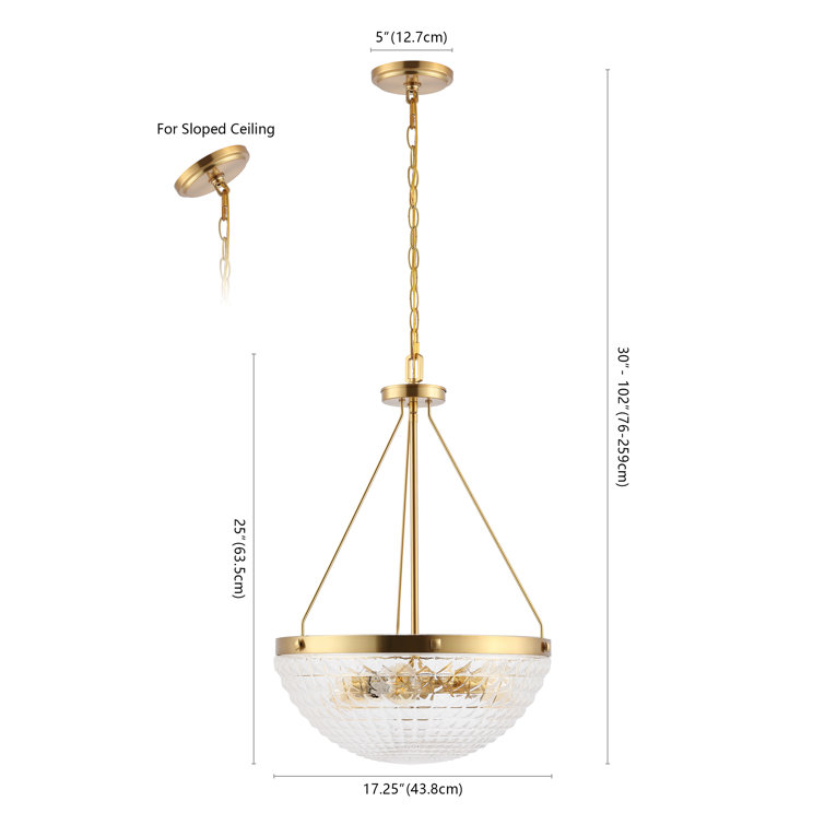 Thorin 3-Light Gold Glass LED Pendant