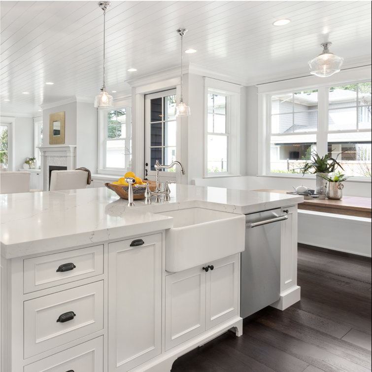 30'' White Fireclay Farmhouse Drop-In Kitchen Sink