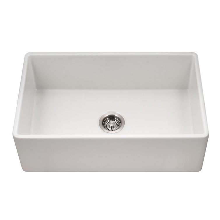 30'' White Fireclay Farmhouse Drop-In Kitchen Sink