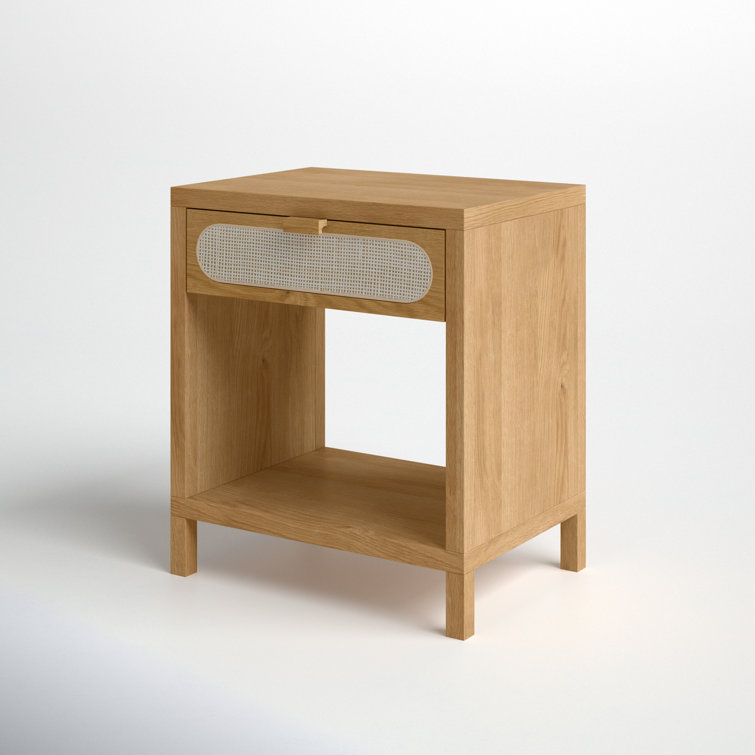 Allegra Honey Oak & Cream Cane Single Drawer Nightstand