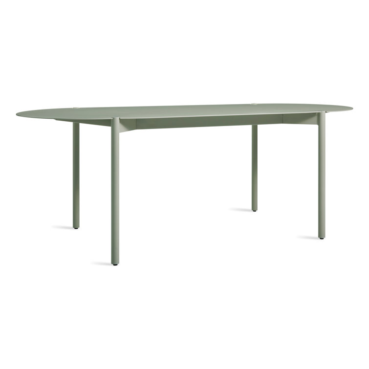 Gray Green Powder-Coated Aluminum Contemporary Dining Table
