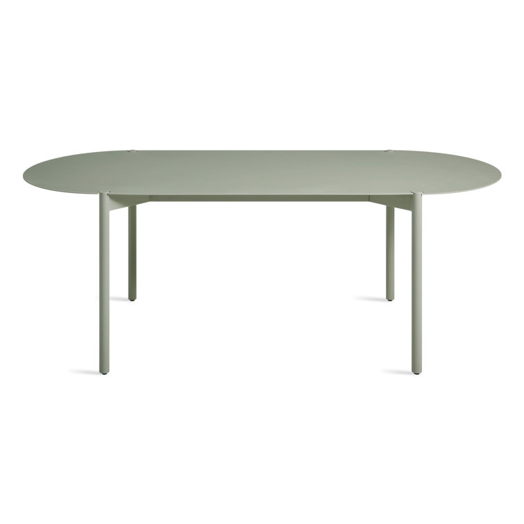 Gray Green Powder-Coated Aluminum Contemporary Dining Table