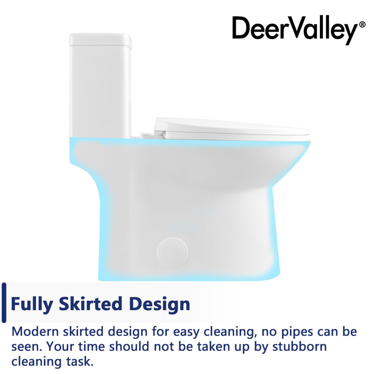 White Ceramic Dual Flush Elongated One-Piece Toilet