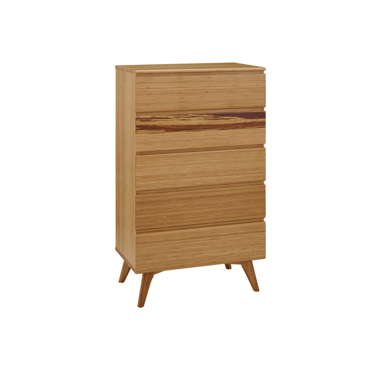 Caramelized Bamboo 5-Drawer Lingerie Chest with Soft Close Dovetail Drawers