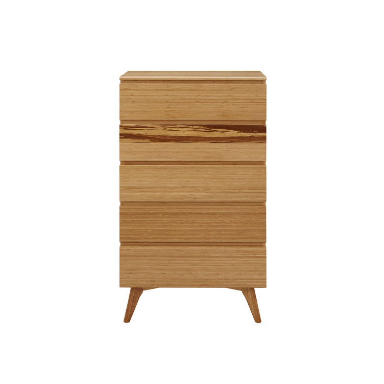 Caramelized Bamboo 5-Drawer Lingerie Chest with Soft Close Dovetail Drawers