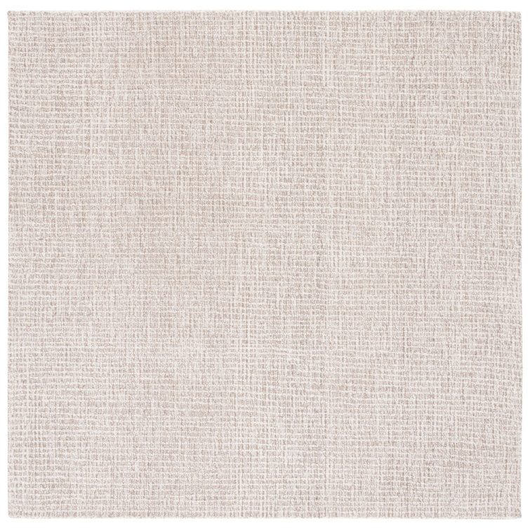 Ivory and Grey 6' x 6' Square Hand Tufted Wool Rug