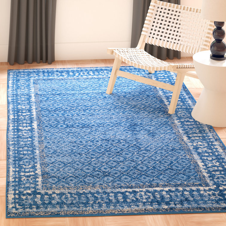 6' x 9' Blue Geometric Synthetic Area Rug