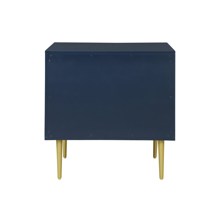 Glamorous Black 1-Drawer Nightstand with Gold Accents