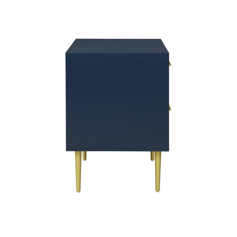 Glamorous Black 1-Drawer Nightstand with Gold Accents