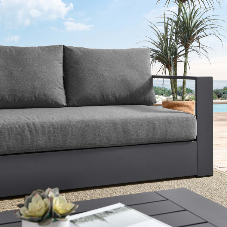 Charcoal Gray 89" Powder-Coated Aluminum Outdoor Sofa
