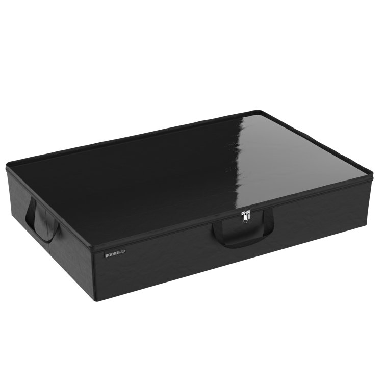 Charcoal Black Fabric Underbed Storage Organizer with Clear Window