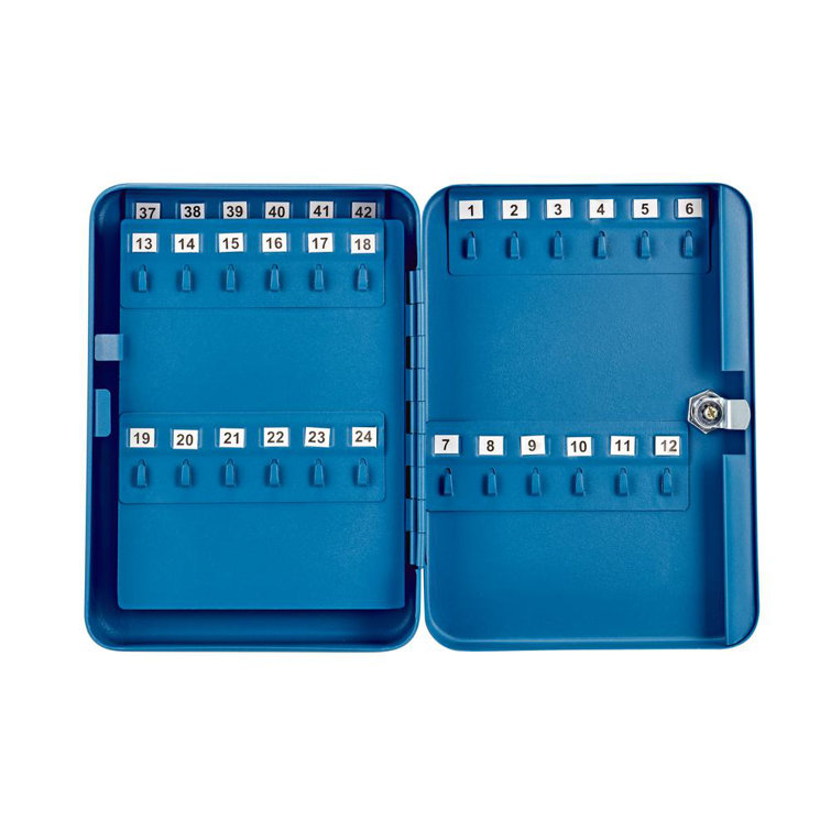 Blue Steel Wall-Mount Key Cabinet with Secure Lock