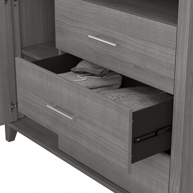 Platinum Gray 47'' Media Console with Open-Safe Drawers and Cabinet