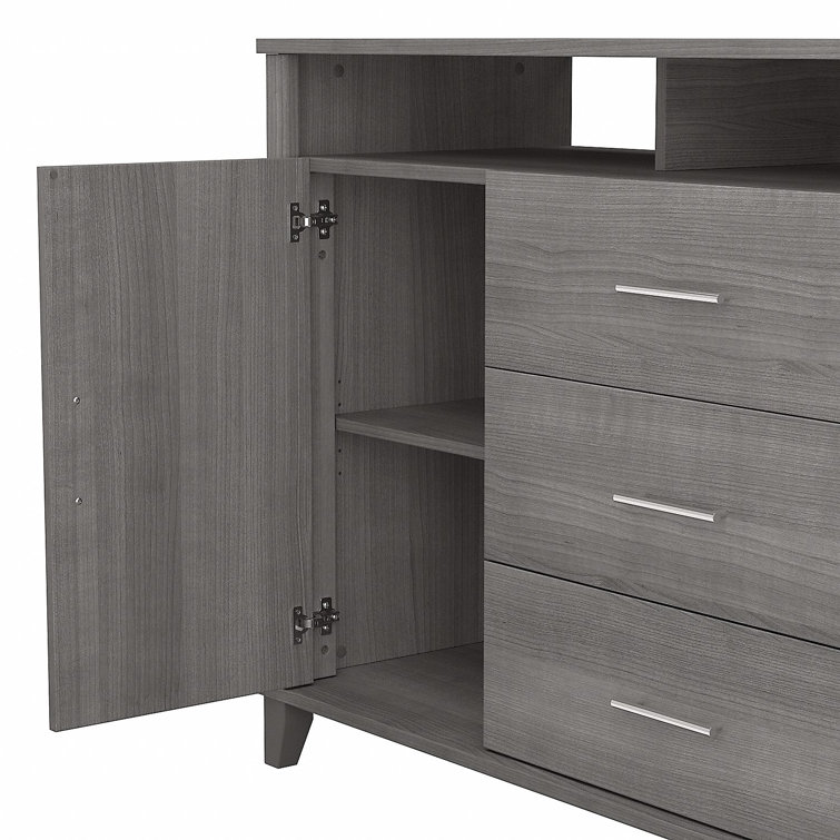Platinum Gray 47'' Media Console with Open-Safe Drawers and Cabinet