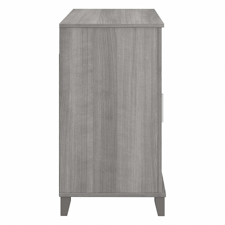 Platinum Gray 47'' Media Console with Open-Safe Drawers and Cabinet