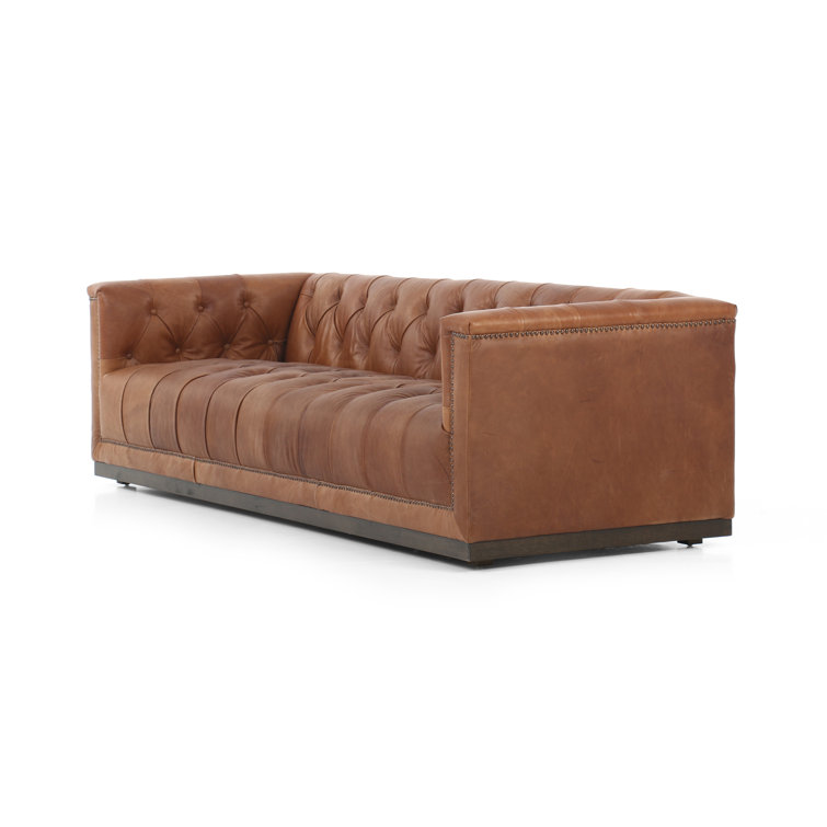 Heirloom Sienna Tufted Leather Sofa with Nailhead Detail