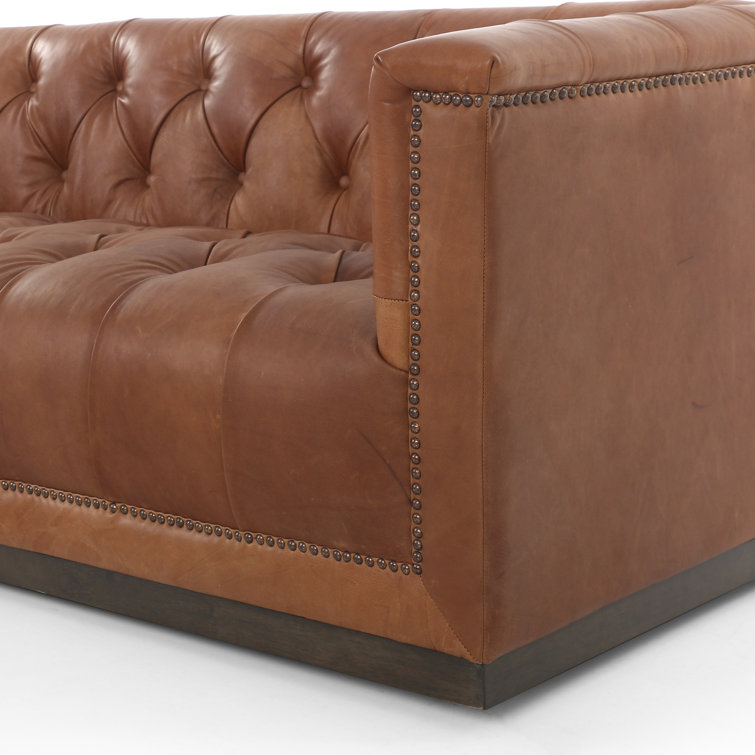 Heirloom Sienna Tufted Leather Sofa with Nailhead Detail