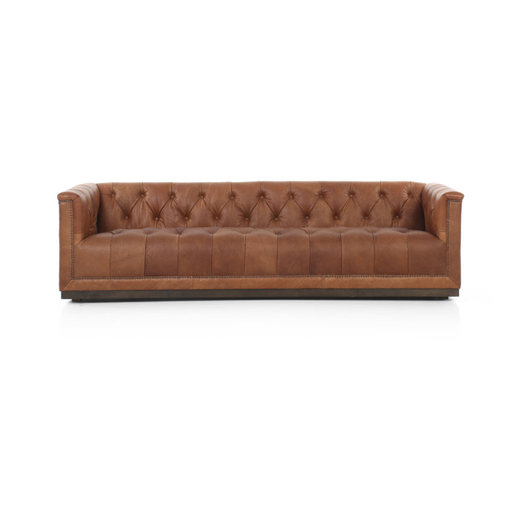 Heirloom Sienna Tufted Leather Sofa with Nailhead Detail
