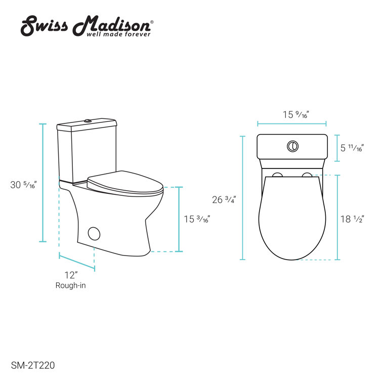 White Elongated Dual-Flush High Efficiency Two-Piece Toilet