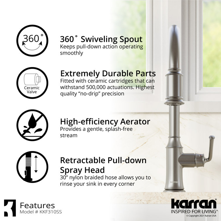 Auburn Stainless Steel Single Handle Pull Down Kitchen Faucet