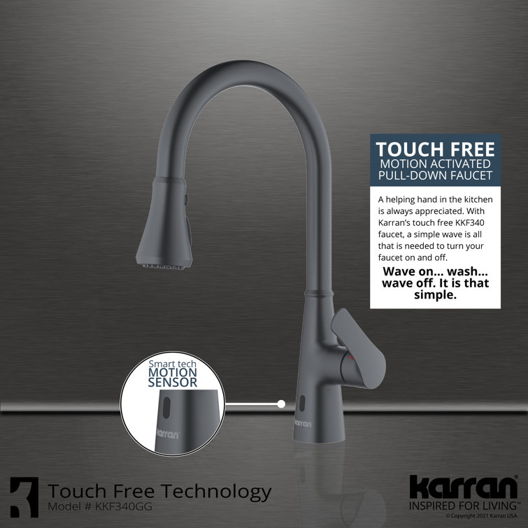 Gunmetal Gray Stainless Steel Touchless Pull-Down Kitchen Faucet
