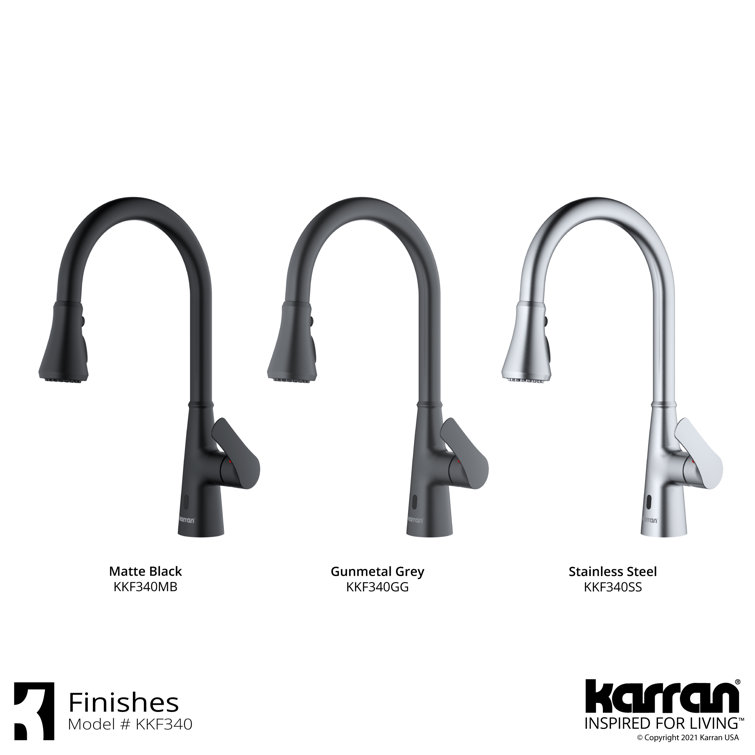 Gunmetal Gray Stainless Steel Touchless Pull-Down Kitchen Faucet