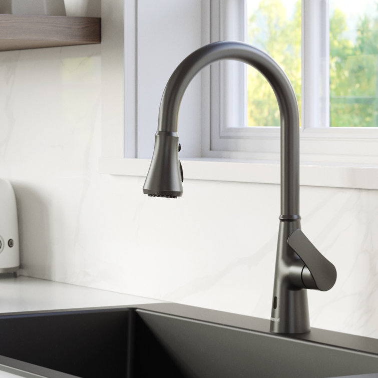 Gunmetal Gray Stainless Steel Touchless Pull-Down Kitchen Faucet
