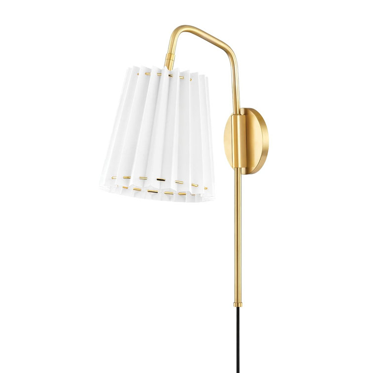 Cosette Aged Brass Pleated Belgian Linen 1-Light Wall Sconce
